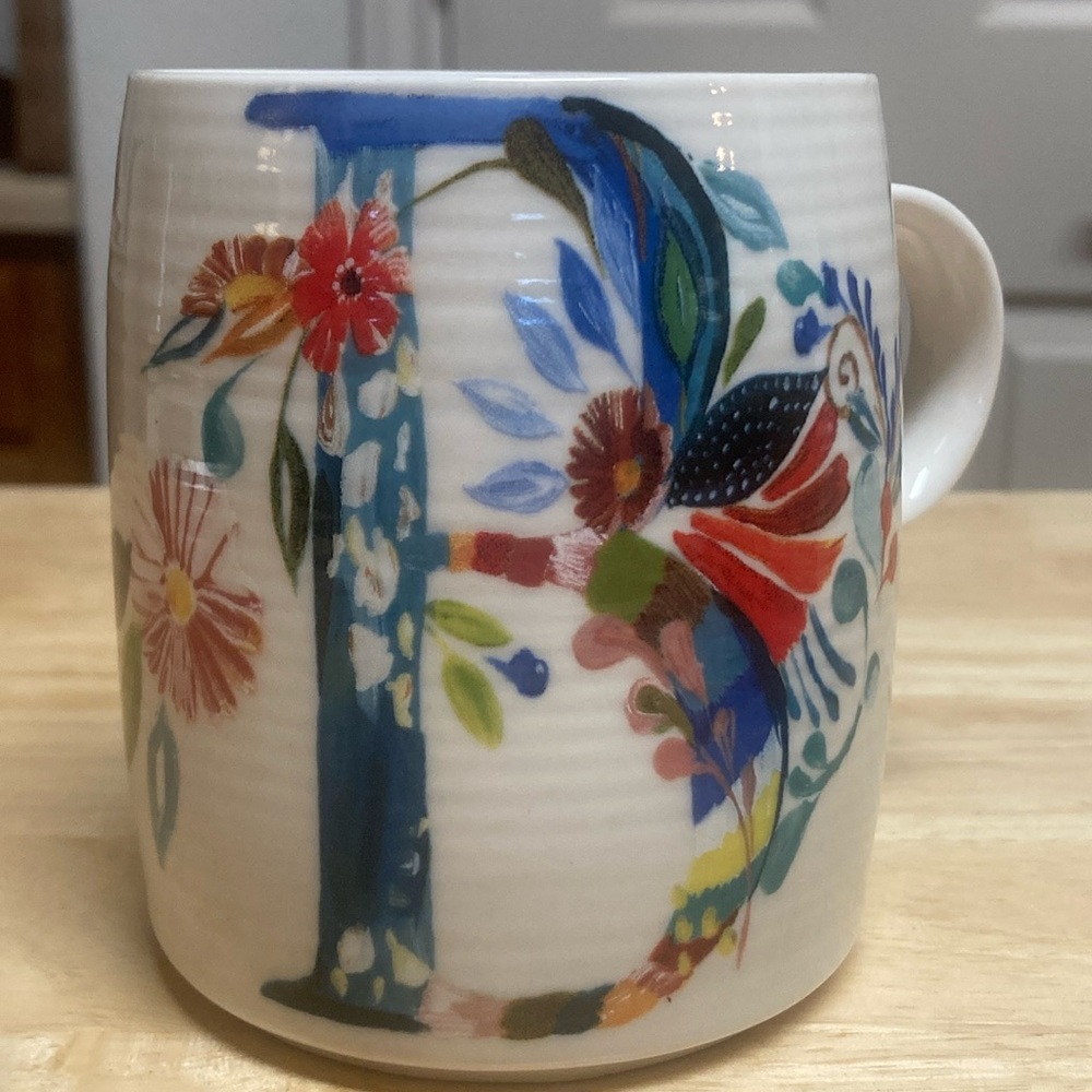 Anthropologie Starla Halfmann Petal Palette Monogram Letter B Coffee Mug 14oz